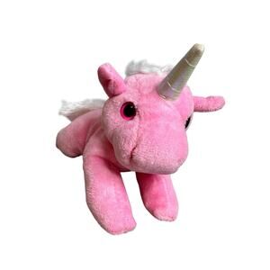 The Petting Zoo Unicorn Small Pink Stuffed Plush 2023 Pink Eyes Soft Toy